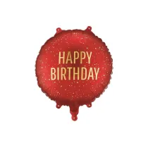 PartyDeco Balon foliowy pastylka Happy Birthday 35x35cm
