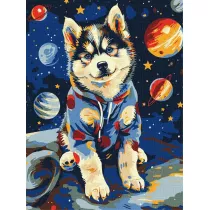 Ideyka Malowanie po numerach - Kosmiczny husky 30x40cm