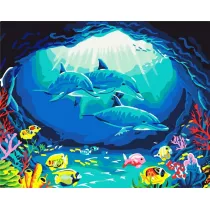 ArtiFly Malowanie po numerach - Rodzina delfin�w 40x50cm