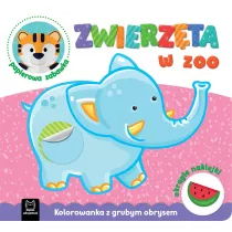 Zwierzta w zoo. Kolorowanka z grubym obrysem