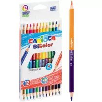 Carioca Kredki o��wkowe tr�jk�tne BiColor 24 kolor�w 12 szt.