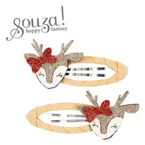 Souza! Spinki do wosw owinite wstk witeczne z brokatowymi reniferami Charu 2 szt.