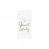 PartyDeco Kieszonka na sztu�ce bia�a Chrzest 10x20cm