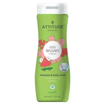 Attitude Little Leaves, Pyn do mycia i szampon 2w1, Arbuz i Kokos 473 ml