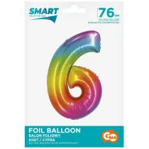 Godan Balon foliowy Smart Cyfra 6 t�czowa 76cm