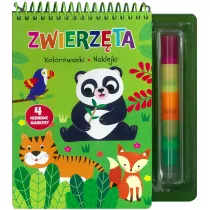 Zwierz�ta. Kolorowanki, naklejki, 4 neonowe markery