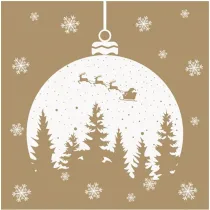 Serwetki Lunch Daisy BN - Christmas Bauble with Forest Silhouette on Gold SDGW023103