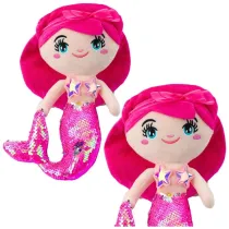 Leantoys Syrenka pluszowa z ogonem w cekiny rowa 30cm