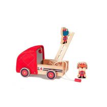 Drewniany wóz strażacki z rozwijanym wężem, drabiną i dzwonkiem Nosorożec Marius 2+ Lilliputiens