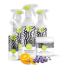 Klareko Zestaw porz�dkowy Przyjaciele sprz�tania Pomara�cza i lawenda 250 ml + 3 x 500 ml + 550 g