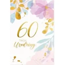Karnet B6 LUX 60 urodziny, kwiaty