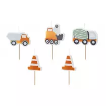 PartyDeco wieczki urodzinowe Roboty Drogowe 3-4.5cm