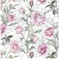 Serwetki Lunch Daisy - Pink Roses on SIlver SDOG042901