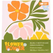 Blok z motywami BLOOM, 15,2x15,2cm, 24 ark, 180g/120g, Happy Color