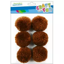 Craft with Fun Pompony we�niane br�zowe 4cm