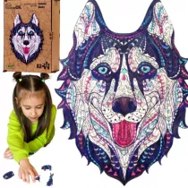 Puzzle drewniane eko 123 el. �nie�ny husky A3 Maksik