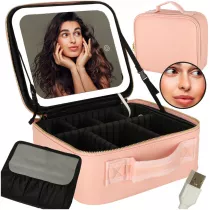 Kosmetyczka organizer na kosmetyki biuteri kuferek z lusterkiem 10-krotne powikszenie rowy