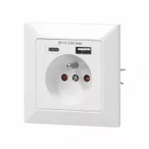 Orno Gniazdo pojedyncze 2p+z, usb-a + usb-c