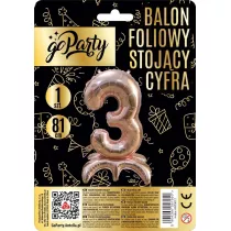 Balon foliowy stojcy 3 rose gold 81cm