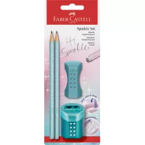 Faber-Castell O�owek 2szt+gumka+temper�wka Sparkle Cosmic turkus