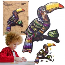 Puzzle drewniane eko 127 el. Tropikalny tukan A3 Maksik