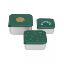 Lassig Pojemnik na przekski snackbox ze stali nierdzewnej Happy Rascals Smile green 3 szt.