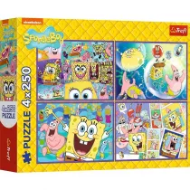 Puzzle 4x250 Szalony wiat Sponge Boba TREFL
