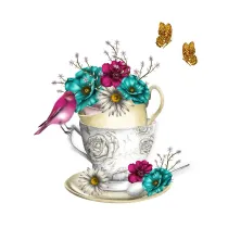 Clear Creations Karnet Swarovski kwadrat. Kwiaty w fili�ance