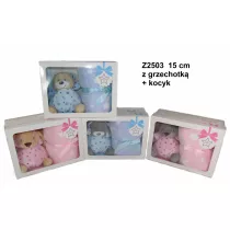 Pluszak Zwierz�ta z grzechotk� 15cm   kocyk SUN-DAY Z2503