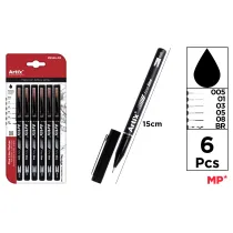 Mp Main Paper Marker precyzyjny kaligraficzny brush czarny 6szt.blister