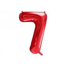 PartyDeco Balon foliowy 7 czerwony 86cm