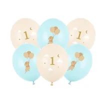 PartyDeco Balony 30 Myszki z cyferk� 1 Light Blue A6 85494