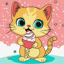 Malowanie po numerach - Malinowe lody Kids 25x25cm Ideyka