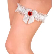 Biaa podwizka z czerwonym krysztaowym sercem