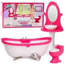 �azienka dla lalek. Wanna, toaleta, umywalka LeanToys