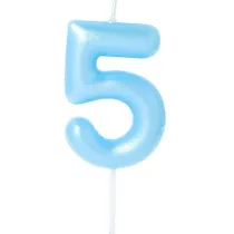 �wieczka na tort - cyferka Candy 5 niebieska 6cm