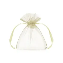 PartyDeco Woreczki z organzy kremowy 10cm 10szt