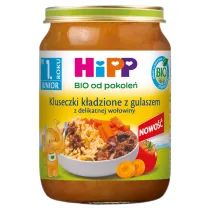 Hipp Junior Kluseczki k�adzione z gulaszem z delikatnej wo�owiny po 1. roku 250 g Bio
