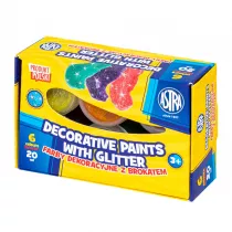 Farby dekoracyjne 6 kolorw 20 ml brokatowe ASTRA 301124002