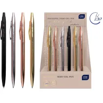 Interdruk D�ugopis metalowy slim Satin Gold niebieski
