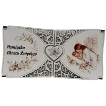 Pamiatka Chrztu �wi�tego drewniana rozk�adana na dwie cz�ci(22X11CM) mix
