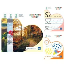 Zdobywam �wiat. Karty pracy. Cz�� 1-3 + zeszyt do kaligrafii + zeszyt do matematyki. Poziom 2