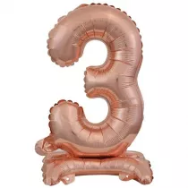 Amscan Balon foliowy mini cyfra 3 na stojaku r�owe z�oto