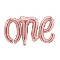 PartyDeco Balon foliowy One 66x37cm rowe zoto