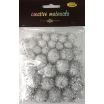 Galeria Hobby Pompony glitter srebrne 15x25mm 30 szt.