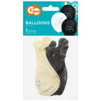 Balon dekoracyjny 12  Happy Birthday op.5 szt. Party GODAN GZ-HBC5