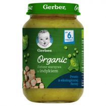 Gerber Organic Obiadek zielone warzywa z indykiem dla niemowląt po 6 miesiącu 190 g Bio