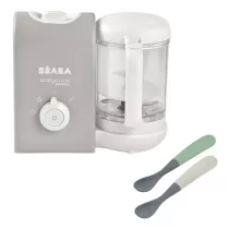 Beaba Babycook® Express Velvet Grey + yeczki silikonowe w etui 4 m+ grey/sage green zestaw