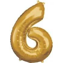 Amscan Balon foliowy cyfra 6 z�ota 60x86cm