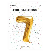 PartyDeco Balon foliowy 7 z�oty 86cm